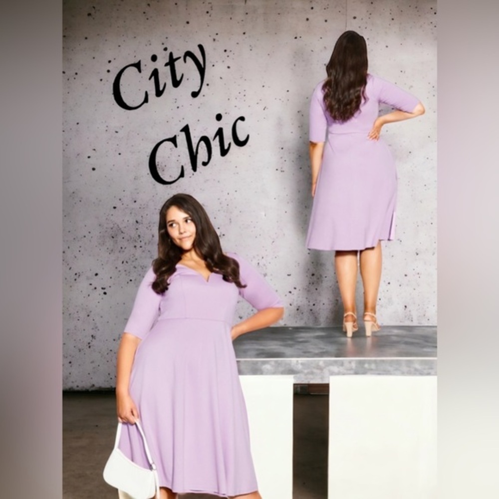 LILAC NEWT CITY CHIC MIDI DRESS